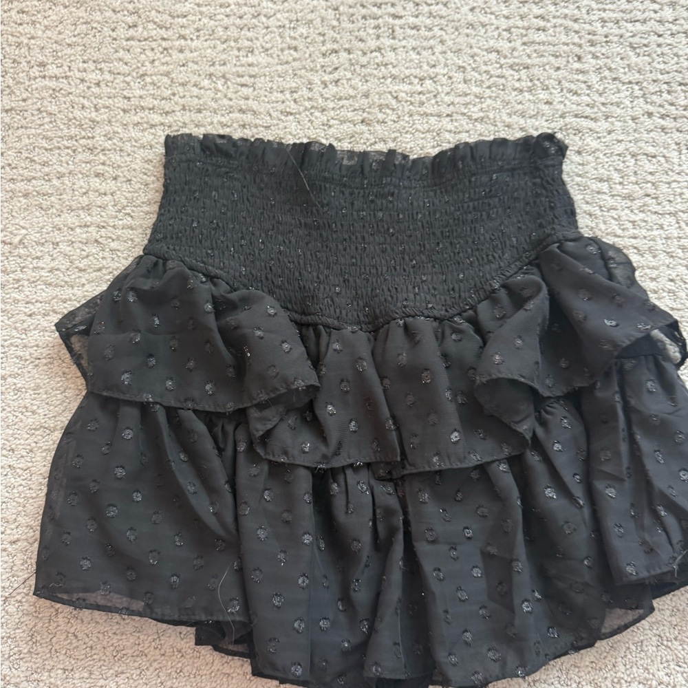 Mustard Seed Black Ruffled A-Line Skirt